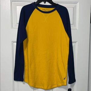 Nautica Two-Tone Yellow and Navy Thermal Shirt